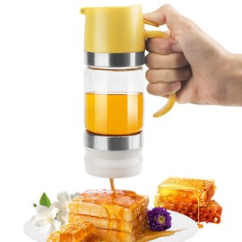 YIYOBEATFO Glass Honey Dispenser,9 OZ Honey Pot with Handle,No Drip Honey Container Jar,Maple Syrup Dispenser,Ideal for Honey and Syrup,White base
