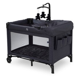 babyGap Deluxe Play Yard by Delta Children - Features a Removable Bassinet and Changing Table, Black Camo