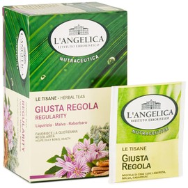 L'Angelica, Tisana Funzionale La Giusta Regola, Favorisce la Quotidiana Regolarità, Infuso con Estratti di Rabarbaro, Liquirizia, Finocchio e Malva, Vegan, Formato: 18 Filtri