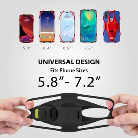 Bone Bike Tie 3, Bike Cell Phone Mount for Handlebar, Scratch-Free Silicone Holder with Anti-Slip Design, Universal Cycling Phone Holder Compatible with Most Smartphones (Black - Handlebar)