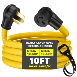 Relaxweex 10ft 10-50 50Amp Extension Cord Compatible with NEMA 10-50 Male Plug to 10-50 Female Receptacle, 50 A 3 Prong Electric Range Oven Stove Extension Power Cord, STW 8 AWG/3C Gauge, 250V, 12500W