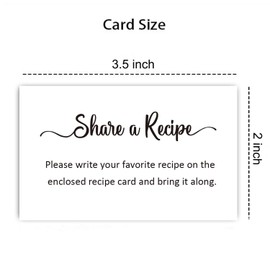 KONKAVA 50 Bridal Recipe Request Cards, Request a Recipe Card for Bridal Shower, Invitation Insert for Bridal Wedding Baby Shower, (3.5" x 2")