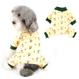 Ranphy Dog Pajamas for Small Dogs Boys Girls Plain Fleece Pet Pajamas Floral Soft Comfortable Puppy Pajamas Autumn Winter Warm Sweater Chihuahua Yorkie Cat