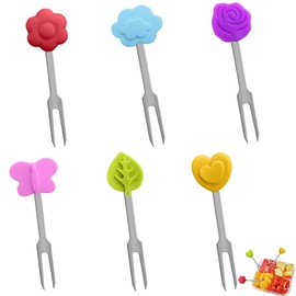 Pack of 6 Children's Stainless Steel Fruit Forks, Finger Food for Children, Small Forks, Food Picks, Mini Forks for Children, Lunch Box, Skewers, Finger Food, Reusable, Snack, Fruit Skewers, Dessert