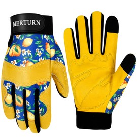 MERTURN Tough Leather Gardening Gloves Cactus Work Gardening Gloves for Women Thorn Proof Working Gloves Gardening Gifts, Color B