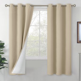 BGment Blackout Curtains for Bedroom 72 Inch Length 2 Panels Set, Thermal Insulated Bedroom Curtains Soundproof Room Darkening Window Curtain Drapes, Each Grommet Curtains 42 Inch Wide, Beige