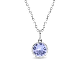 925 Sterling Silver Lavender Round Simulated Alexandrite Pendant Necklace For Preteens & Teenage Girls 16" - Lavender CZ Necklace for Girls - Shining Jewelry Gift For Teen Girls born in June