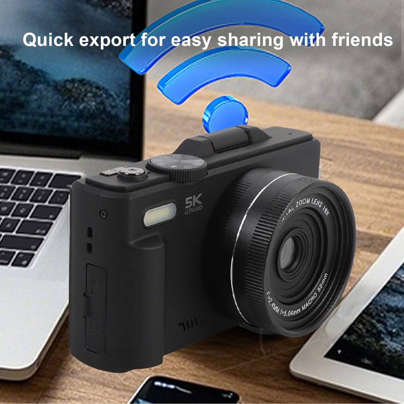 Digital Camera, Autofocus UHD 5K Vlogging Camera, 75MP 18X Digital