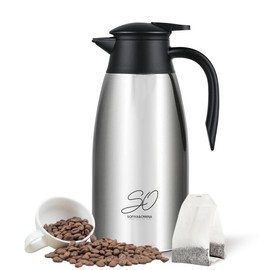 Sofiya&Omina S&O Silver Coffee Carafe: Your Go-To Companion for Enjoying Steaming Hot, Fresh, and Flavorful Brewed Coffee Anytime, Anywhere!