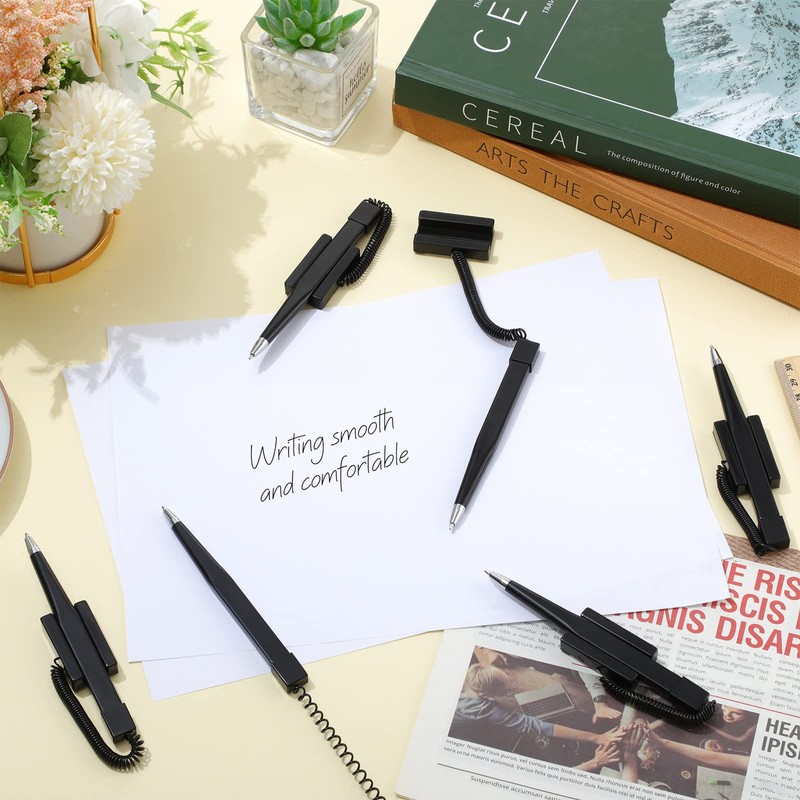Teling 100 Pieces Secure Counter Pens with Chain Holder Desk
