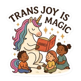 Majestic Unicorn with Banned Book Whimsical Storybook Sticker (2.75" x 3")