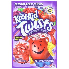 Kool-Aid Twists Blastin' Berry Cherry Unsweetened Soft Drink Mix, 0.17-Ounce Packets (Pack of 96)