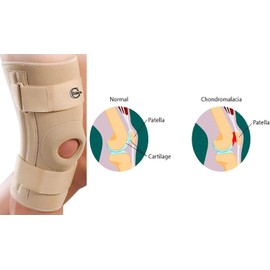 Solace Care Knee Stabiliser Support - Neoprene Open Patella Brace - Cartliage Collateral Knee Ligament Meniscus Tear ACL Injuries Sports Skiing Snowboarding - Improved Stability (Large - 38-42 cm)