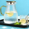 Glass Pitcher with Lid, 68 oz/2L Large Capacity, Textured Design