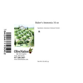 OliveNation Baking Ammonia Powder, Powdered Ammonium Carbonate, Traditional Leavening Agent for Crispy Cookies, Crackers, Non-GMO, Gluten Free, Kosher, Vegan - 16 ounces