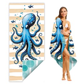 THISFIND Microfiber Beach Towel for Adults with Bag - Extra Large 71x32 inch Lightweight Sand Free Quick Dry Towel for Travel, Swimming, Yoga, Camping