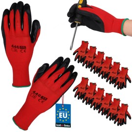 KOTARBAU® Set of 12 Gloves Work Gloves Non-Slip Latex Coated Work Gloves Size 11 Dragon Red Men's Workshop Accessories Winter Gardening Gloves Women's Work Gloves