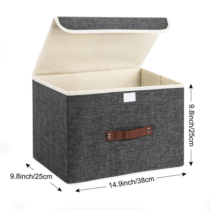 TYEERS 2x Foldable Storage Boxes with Lids, Storage for Clothes,