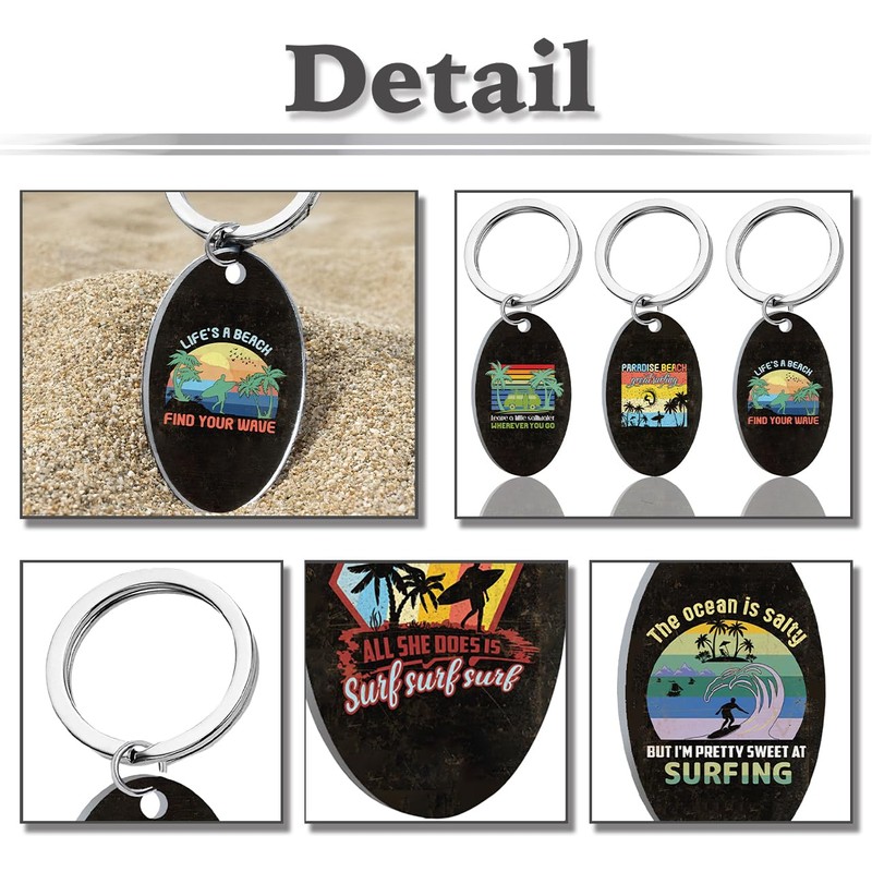 White Fang AZ364 Keychain, Surfing, Retro Design, Gift, Accessory, Men's,