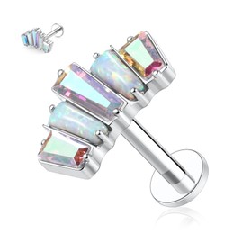 hengkaixuan 16G G23 Titanium Flatback Labret Studs, Internal Thread Lip Studs, Tragus Piercing, Monroe, Medusa Lip Piercing, Silver Lobe Cartilage Conch Earring Jewellery, 6 / 8 / 10 mm, Metal