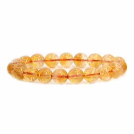 Natural Citrine Gemstone 10mm Round Beads Stretch Bracelet 6.5" Unisex