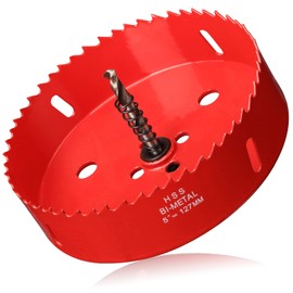 Hole Saw 5” (127mm) for Wood, HSS Bi-Metal Hole Cutter with Pilot Drill Bit for Plywood, Cornhole, Ceiling and Drywall