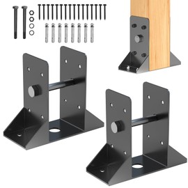 TAYORY 4x4 Post Base 2 Pcs,Inner Size 3.6"x3.6" Post Anchors, Black Heavy Duty Deck Railing Post Brackets, 4x4 Post Bracket for Deck Railing Support,Pergolas,Mailbox