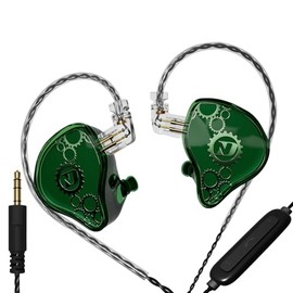 FEDAI ND Venus in Ear Monitor Headphones, 10mm Double Magnetic Dynamic Driver IEM Earphones, HiFi Wired Gaming Earbuds, 2 Pin Detachable Cable (with Mic, Green, 3.5mm Plug)
