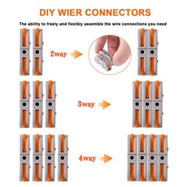 Aiqeer 26 Pcs SPL-1 Lever-Nut Wire Connectors, 1 in 1 out 2 Ports Conductor Compact Wire Connectors, Cable Clamp Terminal Block Quick Spring Connector (Free Combination)