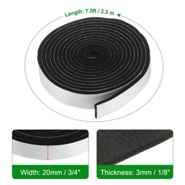 HARFINGTON Smoker Gasket Seals 7.5FT 3/4" x 1/8" High Temp Grill Gasket Replacement High Heat BBQ Gasket Tape BBQ Smoker Gasket Self Stick Felt for Smokers BBQ Lid