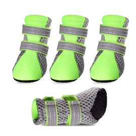 PETCUTE Dog Shoes, Paw Protection, Waterproof Dog Shoes, Non-Slip Snow Shoes for Dogs with Reflective Strap (Green XL-5.9 x 4.0 cm)