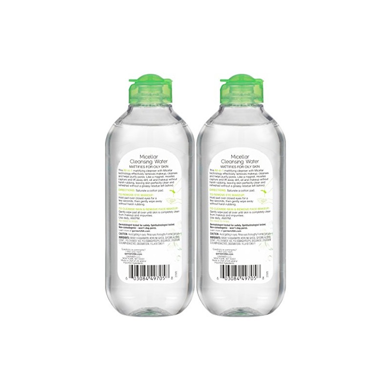 Garnier Skinactive Micellar Cleansing Water for Oily Skin, 2 Count