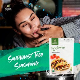 Simply Organic Southwest Taco Seasoning, Certified Organic | 1.13 oz | Pack of 3