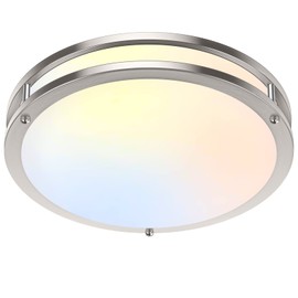 36W LED Flush Mount Ceiling Light Fixture, 13inch LED Ceiling Light 3600LM, Modern Ceiling Light 2700K/3000K/4000K/5000K/6500K 5CCT, Brushed Nickle Dimmable Ceiling Lamp for Living Room Kitchen,1 Pack