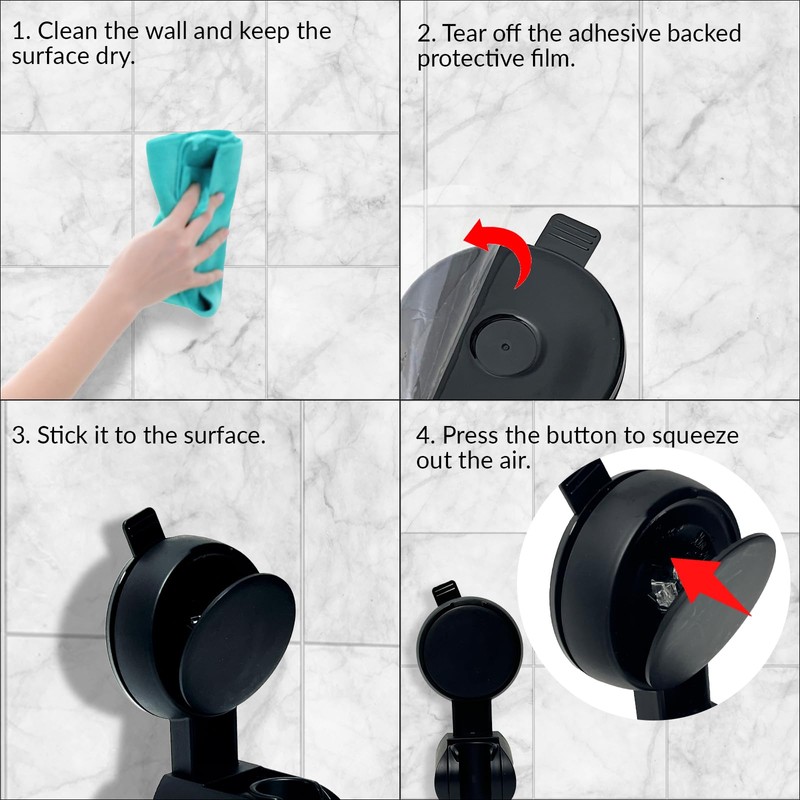 Suction Cup Shower Head Holder, 5 Positions Adjustable Adhesive Showerhead