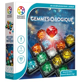 Smart Games - Gemmes-O-Logiques - Remue-Méninges Éducatif -Jeu de stratégie Multi-Niveaux et renforcement des compétences - Jeu de logique et de Réflexion - 8 ans + - 1 joueur - 523932.