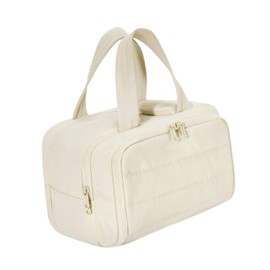 perfeclan Reise-Kulturtasche, Make-up-Tasche für Lippenstift, Augenbrauenstift, Lidschatten, Beige