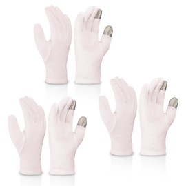 3 Pairs Moisturizing Gloves, Touch Screen Cotton Moisturizing Glove Overnight, Cotton Gloves for Dry Hands Sleeping for Men and Women Washable Serving Costume Inspection Pink