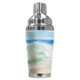 Mugzie 16 Ounce Stainless Steel Cocktail Shaker with Insulated Wetsuit Cover - Beach Painting