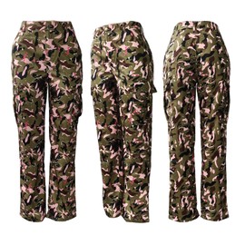 Famnbro Womens Camouflage Pants Straight Leg Camo Cargo Pants Mid Waist Y2K Streetwear Trousers