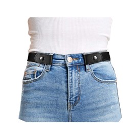 WHIPPY Buckle Free Comfortable Elastic Belt for Women or Men, Buckle-less No Bulge No Hassle Invisible Belts, Black, Small Size 22-36 inches