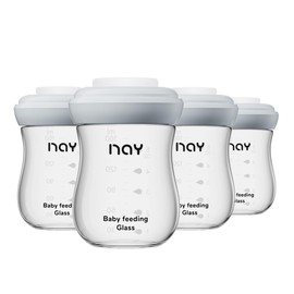 yanyoyo Glass Breastmilk Storage Bottles, 5.4oz Wide Neck Breast Milk Containers, BPA-Free, Lead-Free, Fits Breast Pumps and Nipples, 4 Pack