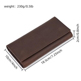 LUUFAN Genuine Leather Tri-fold Long Wallet with Anti-theft Chain for Men Vintage Cash Coin Credit Card Purse with ID Window
