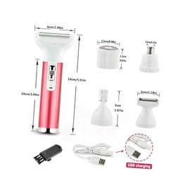 USB Rechargeable Hair Removal Tool Electric Shaver Set for Women Includes Eyebrow Nose Trimmer Durable Convenient Charging Rose Red