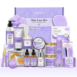 Gifts for Women, Spa Gifts Basket for Women, 21pcs Lavender Skin Care Set