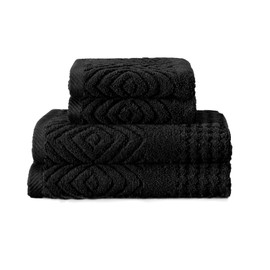 Texere - Juego de toallas de baño de lujo 100% algodón orgánico de 700 g/m², ultra suaves y absorbentes de calidad de hotel y spa (diamante, negro, 2 toallas de mano y 2 toallas de lavado)