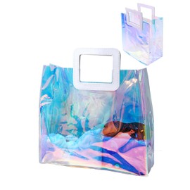 Woeoe 2 Pack Waterproof Plastic Handbag Clear Tote Bags Transparent Shopping Work Travel Tote Bags for Women