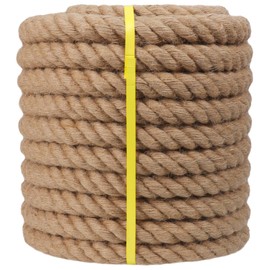 Twisted Manila Rope (1-1/4 Inch x 100 Feet) Natural Hemp Jute Rope for Docks, Nautical, Railings, Swing, Decorating
