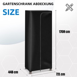 Copertura per armadio da giardino, resistente alle intemperie, 72x44x170 cm, 420 D, per armadietti in plastica, armadietto per scope, balcone, antivento, resistente ai raggi UV (armadi non inclusi)