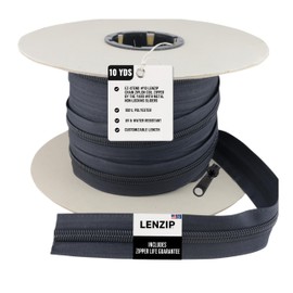 EZ-Xtend #10 Lenzip Chain Ziplon Coil Zipper by The Yard with Non-Locking Sliders. Boat Cushions, Bags, DIY Sewing, Upholstery, Replacement Zipper(10 Yards & 8 Double Pulls)